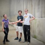 Organiser Elana Osen congratulates Jacob & Ed - but no trophy!